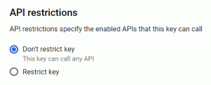 Google API key restrictions.